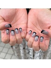 Mネイルアンドカフェ シェレステ/つぶつぶ黒フレンチ♪