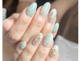 タイダイ　シェルネイル　ミント