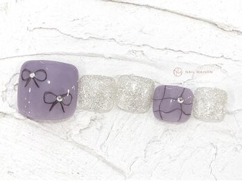 ネイルメゾン 池袋店(NAIL MAISON)/ゆるリボンラメフット¥9000