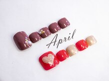 エイプリルプラス(April plus)/FOOT　ハート＆ストーンネイル