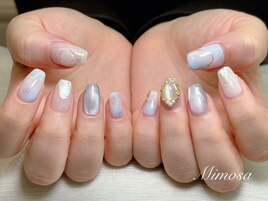 夏持ち込みニュアンス水色紫陽花