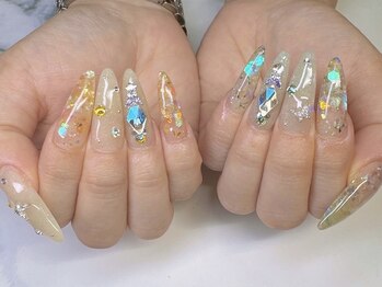 押し花ネイル スカルプ 長さだし