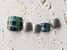ネイルドッグ(NAIL DOG)/ネイビーチェックフットネイル♪