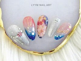 フラワー×グラデーションネイル