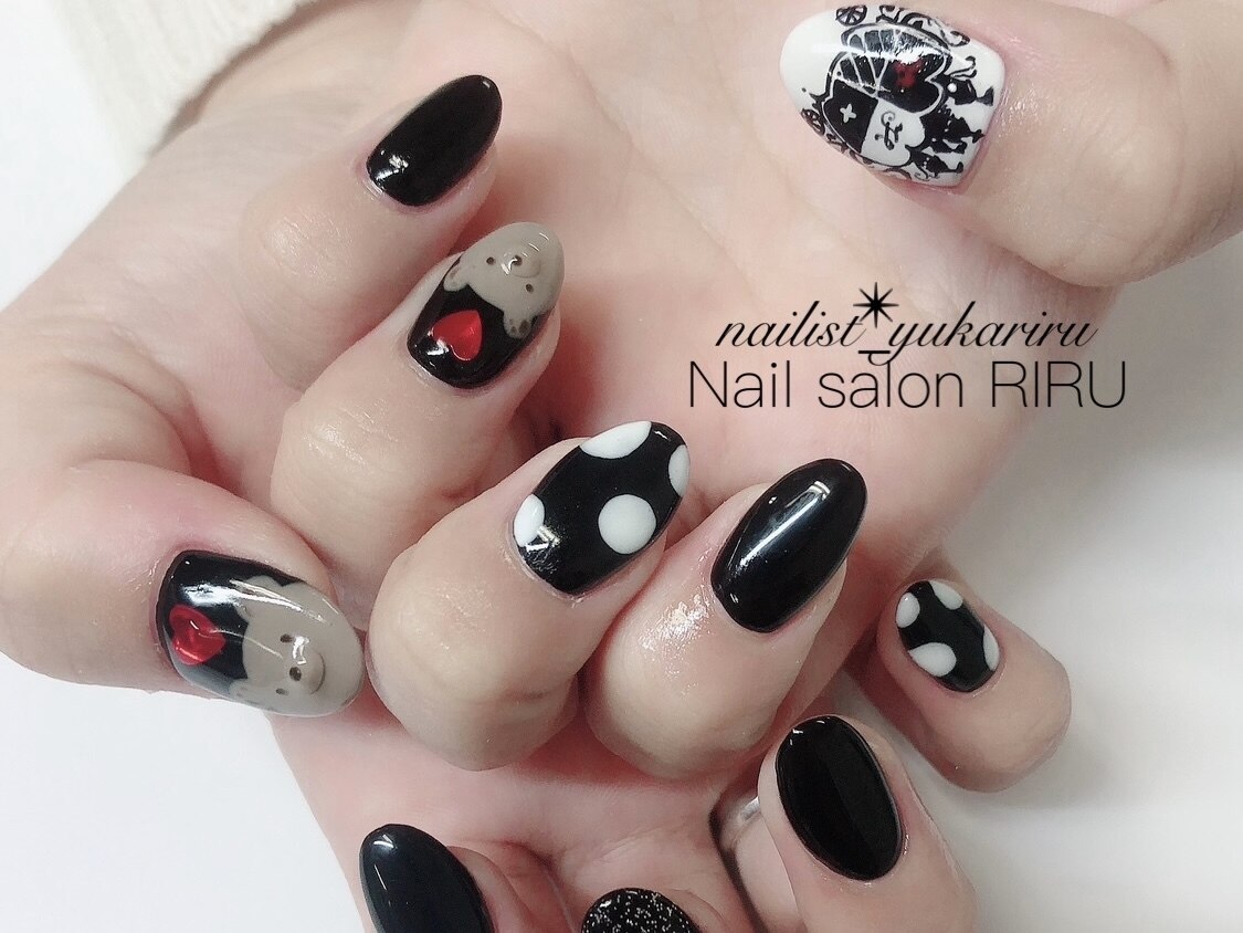 オーダー】ネイルチップ ツイードネイル 秋ネイル くまネイル 量産型