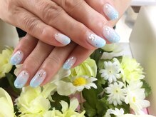 プルミエ ネイル(Premier Nail)/水色のカラグラ☆ホロを散らして