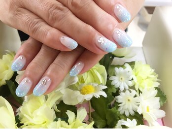 プルミエ ネイル(Premier Nail)/水色のカラグラ☆ホロを散らして
