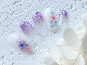 ネイルアンドアイラッシュ ボネール 銀座店(lash Bounail)/紫陽花、フラワー・ラメ