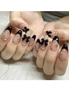 黒フレンチ×リボン