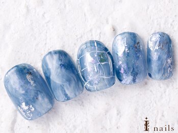 アイネイルズ 横浜WEST店(I-nails)/ブルーニュアンスチェック8480円