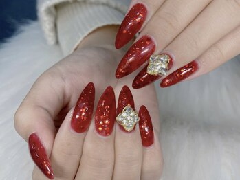 ネイルズバー 新宿店(Nails Bar)/レッドグリッターロングネイル