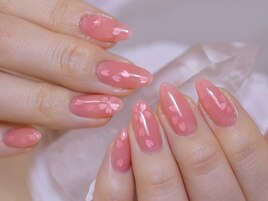 桜ネイル　奥行きネイル
