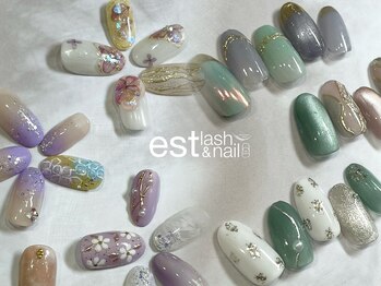 エストラッシュアンドネイル 銀座店(est lash&nail)の写真/毎月通うのが楽しみになる♪700種類以上の豊富なデザインと充実の定額コース◎大人の推し活ネイルも大歓迎