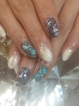 マイネイルアンドアイラッシュ(MyNail&Eyelash)/手描きターコイズ