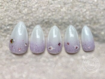 オレンジスティック/押し花グラデーションネイル