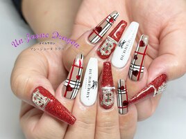 【ロングネイル】チェックネイル