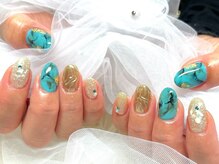 ネイルサロンブリス(nail salon Bliss)/☆ターコイズの天然石ネイル☆