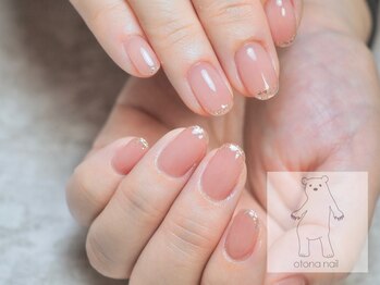 オトナネイル(otona nail)/蜜桃ピンクラメフレンチネイル