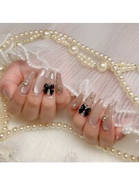 マグドットリボン詰め込みネイル