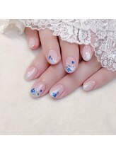 ピオニーネイル(peony nail)/ブルーのドライフラワー