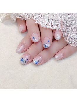ピオニーネイル(peony nail)/ブルーのドライフラワー