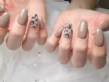 ノンノンネイル(Nonnon.nail)/もこもこレオパードネイル