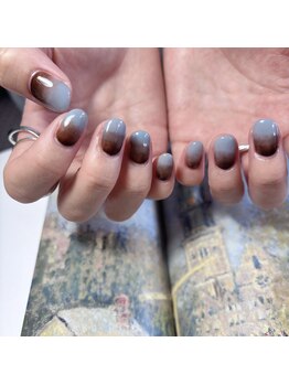 グラデーション/ブラウン/水色