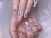 スノーネイルサロン 新宿店(Snow nail salon)/クリスマスリーフチャームリボン