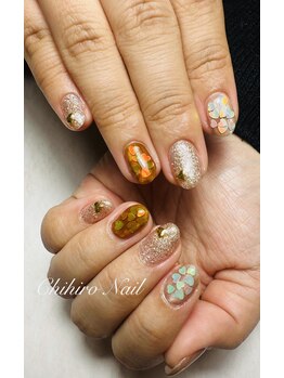 チヒロネイル/ハート埋め込みネイル