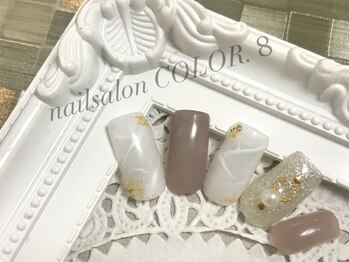 ネイルサロン カラーエイト(Nailsalon COLOR.8)/ワンカラー、大理石、金箔