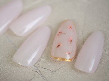 シンプル押し花ネイル