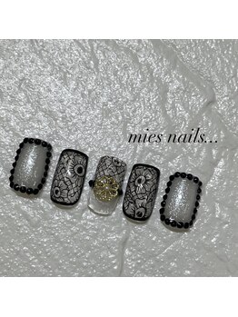 ミィスネイルズ(mies nails.)/花レースネイル