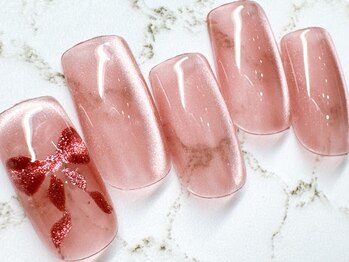 チェリーズネイル(Cherrys Nail)/ピンク キラキラリボンネイル
