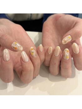 お花ネイル/春ネイル/ミラー