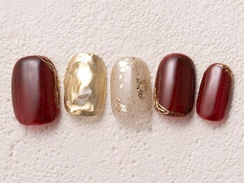 アイネイルズ 渋谷店(I nails)/ボルドーミラーゴールド