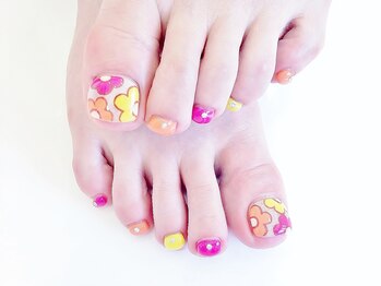 ネイルコレクション ピンク(Nail Collection Pink)/フットジェル放題★手描き花