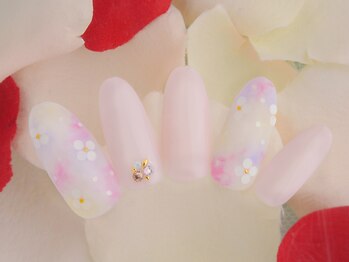 シューズネイルプロデュース/春色タイダイフラワー