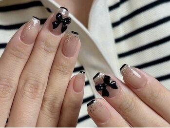 ネイルメゾン 渋谷店(NAIL MAISON)の写真/【7000円～ワンホンデザインコース】可愛いリボンパーツなどワンホン系の定額コース☆
