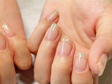 ネイルサロン イントゥ(into_)/ガラスフレンチ　ミラー　ホロ