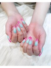 ヘアアンドネイル ミューズ 新浦安店(HAIR&NAIL MUSE)/カラグラピンク水色サンセット夏