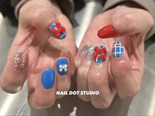 ネイルドットスタジオ 堺筋本町(NAIL DOT STUDIO)/チェックにリボン
