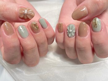 アース ネイルアンドアイラッシュ 小松店(Hair&Make EARTH Nail&Eyelash)/ぷっくりフラワーネイル10000円