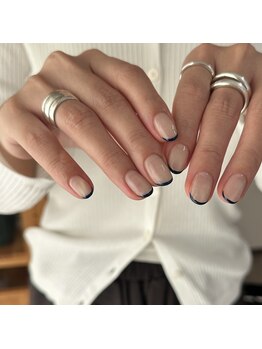 シアン(cyaan)/ネイビー細フレンチ