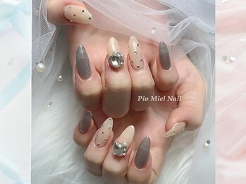 ピオミエルネイル 新宿(pio miel nail)/グレージュ×ミルキーベージュ