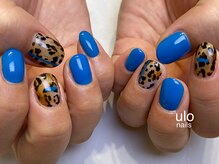 ウロネイルズ(ulo nails)/ブルー&ヒョウ柄ネイル