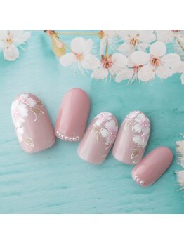 手描きエレガント桜ネイル