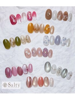 ネイルアンドアイラッシュサロン ソルティ 寺田町(salty)の写真/手元が綺麗に見える上品デザインが豊富！【季節の選べるデザインコース¥6160】月1美容dayが楽しみに♪
