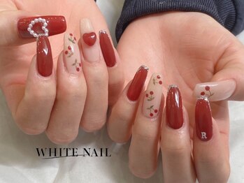 ホワイトネイル(WHITE NAIL)/さくらんぼネイル