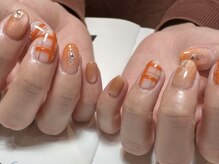 デューネイルスタジオ(dew nail studio)/オレンジチェック