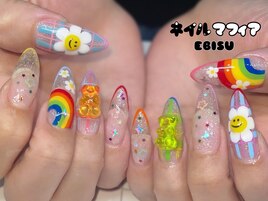 長さだし/手描き/夏ネイル